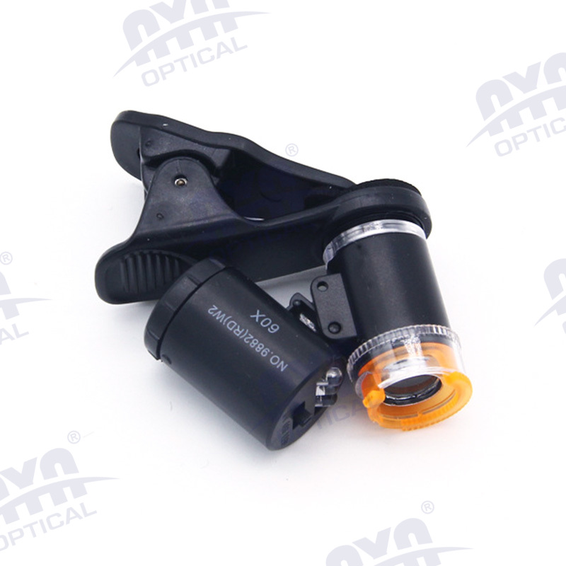 9882(RD)W 60x Mobile phone clip identification portable microscope